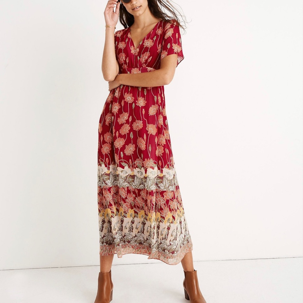 Madewell Tulip-Sleeve Maxi Dress EUC